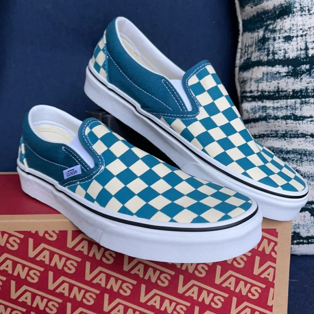 Vans Classic Slip-On Checkerboard Blue Coral/True White WMNS - Picture 5 of 16